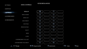 In-game menu control settings.