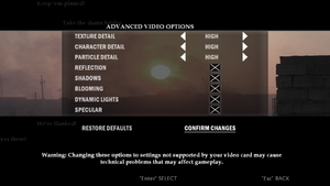 In-game advanced video settings.