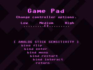 Game pad input settings.