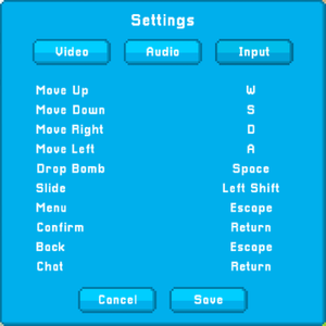Input settings menu