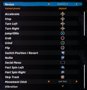 Gamepad settings (DualShock 4 layout)