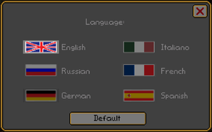 In-game language settings.