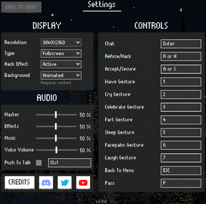 Display, audio and keyboard settings