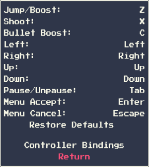 In-game control settings (keyboard).