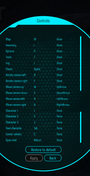 In-game remapping settings.