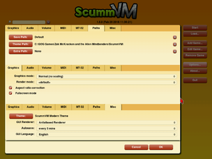 General settings for ScummVM, the emulator included in the GOG edition. It is also available for free download from the ScummVM Team's official website.