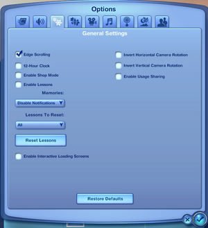 General settings, including camera invertion