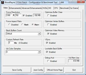 BloodRayne 2 FSAA Patch configuration tool