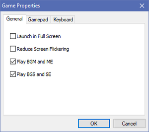 General settings (accessed with F1)