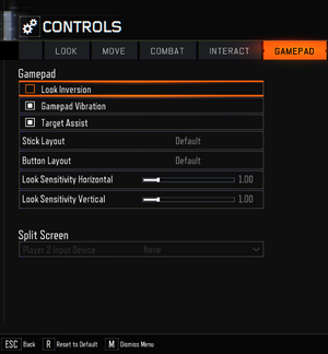 Gamepad Controls settings.