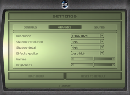 In-game video settings.