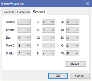 Keyboard settings (accessed with F1)