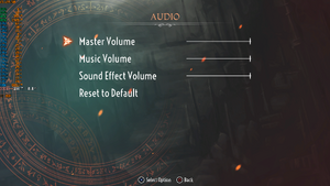 The Knight Witch audio options.