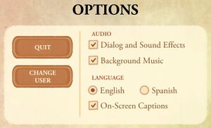 Audio, subtitle, and language options.