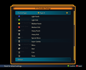Controller configuration menu for all games.