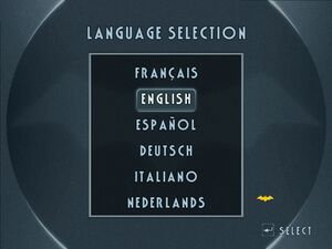 Language selection screen.