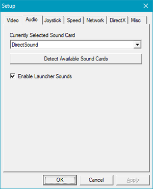 Launcher audio settings.