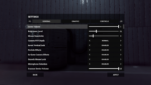 General settings tab, in-game. Less options available in main menu.