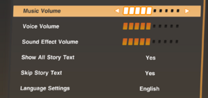 Sound and text settings