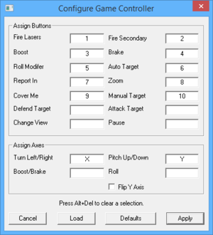 Launcher joystick button/axis map settings.