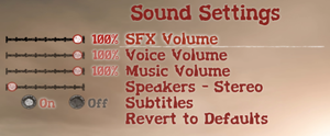 Sound settings.