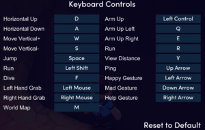 In-game keyboard controls and remapping. (accessible after loading into a level)
