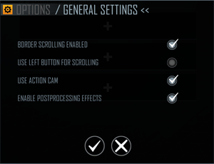 In-game general settings.