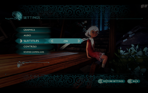 In-game subtitles settings.