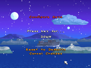 The remapping keys section of the game, asking the player to press a key