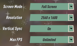 In-game screen settings.