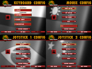 Keyboard, mouse and joystick configuration menu.