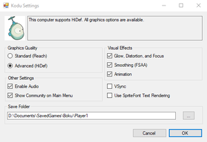 General settings in game's launcher.