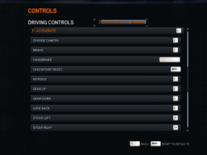 In-game input options menu