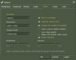 In-game video settings.[Note 2]