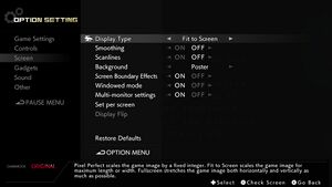 In-game screen settings