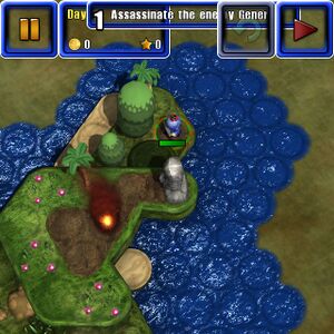 Gameplay in 640x640. While still playable, UI elements now overlap.