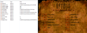 On the left, the Outlaws Registry; on the right, in-game general settings.