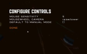 "Configure Controls" menu