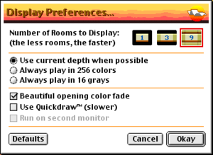 In-game display settings (Classic Mac OS).