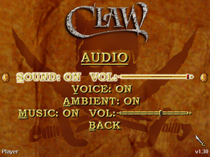 Audio options menu.