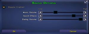 In-game sound settings.