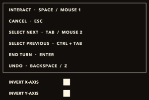 In-game input settings (keyboard and mouse).