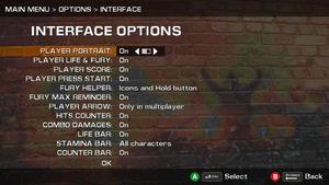 Interface settings.