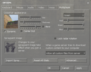 In-game general multiplayer settings.