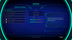 Keyboard and Mouse options.