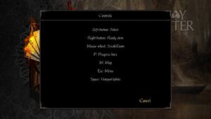 In-game non-interactive Controls information screen.