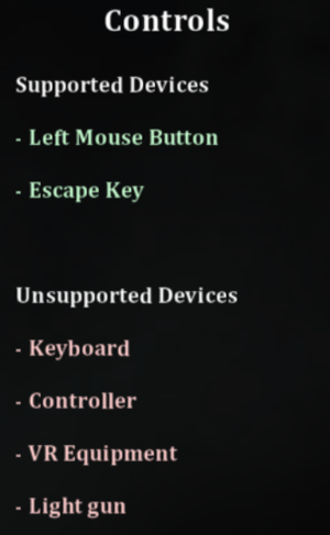 Supported input devices.