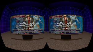 Enabling VR-mode switches game to stereoscopic-3D played in virtual rooms monitor. Despite this game doesn't support regular stereoscopic-3D.
