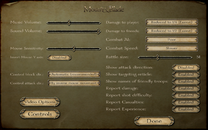 In-game general settings/options menu.