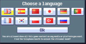 In-game initial language selection.